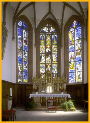 Altar and Stained Glass Windows