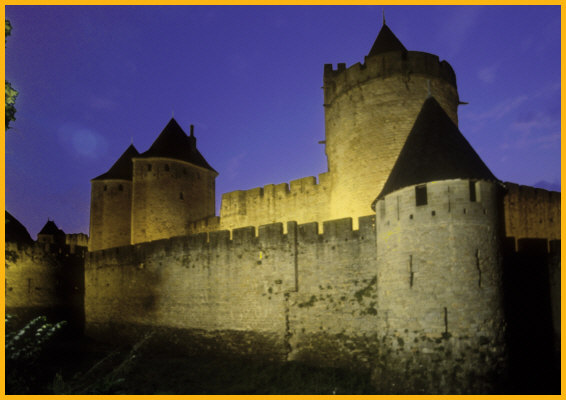 Walls of Carcassonne at Night