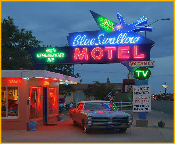 Blue Swallow Motel Neon Sign