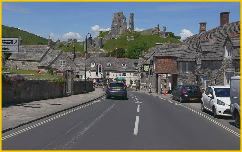 First View Corfe Castle